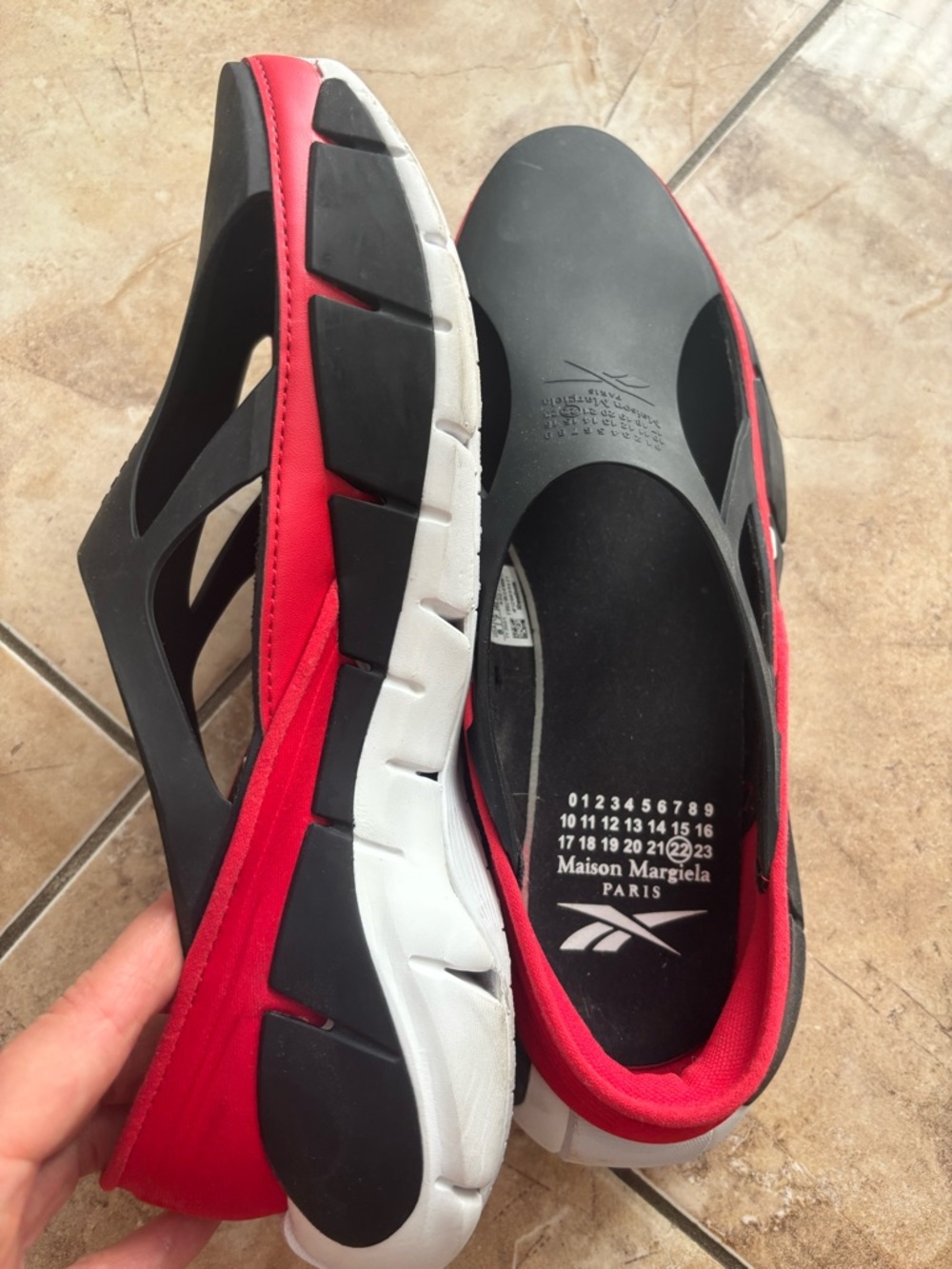 Maison MARGIELA Black and Red Slip-On Sneakers